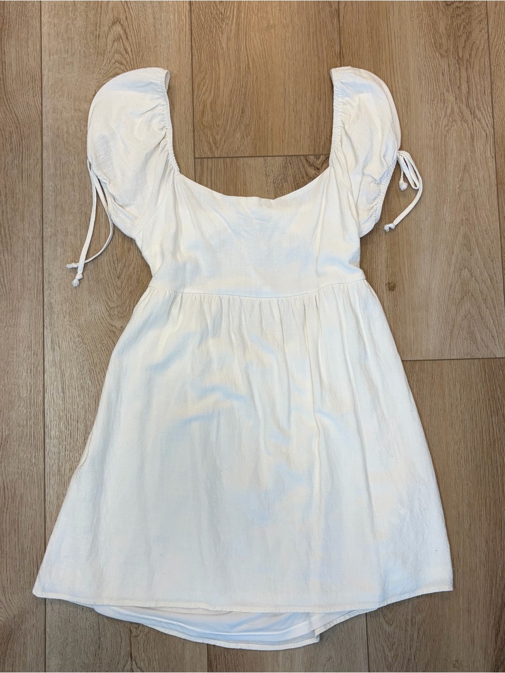 White Puff Sleeve Babydoll Mini Dress